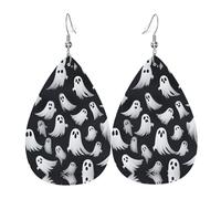 Motif D'Halloween Fantôme Blanc Mignon 1 Boucle D'Oreille Double Face Boucles D'Oreilles En Cuir Légères Pendantes D'Oreille Pour Quotidien Femme