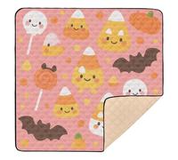 Motif d'Halloween - Joli tapis de jeu pliable sur le thème des bonbons pour le sol, tapis de jeu confortable pour bébé, tout-petit, 127 x 127 cm