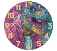 Motif d'horloge Circulaire 2D Cadeau Unique Décoration Intérieure Dinosaure Jeu Éducatif Challenge Toy Adultes & Enfants des 14 Ans 1000pcs (67.5x67.5cm)