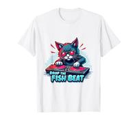 Motif DJ Drop the Fish Beat Cat T-Shirt