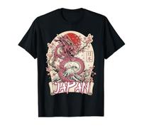 Motif Dragon Rouge du Japon Mount Fuji Cherry Blossom T-Shirt Graphique avec Valeur
