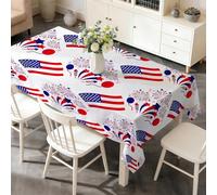 Motif Drapeau Américain Nappe Rectangulaire 130x220 cm, Protection Lavable pour Table, Printemps Eté Jour de L'indépendance Festif Imprimée Linge de Table Décoration pour Cuisine Jardin Fête AF1
