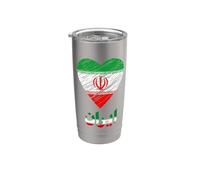 Motif drapeau Iran en forme de cœur gribouillé Gobelet isotherme en acier inoxydable double paroi