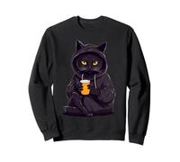 Motif du À Capuche des Chats Noirs avec Boisson Au Sweatshirt
