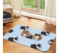Motif du Chien Boston Terrier,Tapis d'alimentation pour Animaux de Compagnie, Sets de Table en Cuir PU pour Chats et Chiens,40x60cm