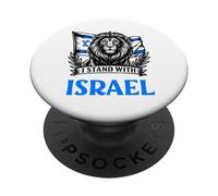 Motif du Drapeau en Forme de Lion hébreu « Je suis avec Israël » PopSockets PopGrip Adhésif