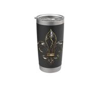 Motif emblème royal héraldique fleur de lys noir Gobelet isotherme en acier inoxydable double paroi