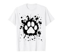 Motif Empreintes de Pattes de Chien et Chat Noir T-Shirt Graphique avec Valeur, Homme, Blanc, S