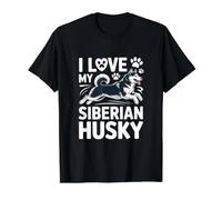 Motif Empreintes de Pattes de Husky de Sibérie T-Shirt Graphique avec Valeur, Homme, Noir, M