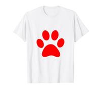 Motif Empreintes de Pattes Rouge T-Shirt Graphique avec Valeur, Homme, Blanc, M