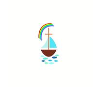 Motif en cire « Voilier & arc-en-ciel »