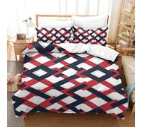 Motif en damier 3D Housse De Couette Microfibre Parure De Avec Fermeture Éclai À Glissière minimalisme Housses De Couettes 3 Pièces Avec Taies D'oreiller Pour Adultes Et Enfants King（220x240cm）