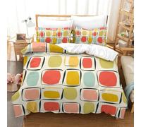 Motif en damier 3D Housse De Couette Parure De 3 Pièces Pour Enfants Adolescents Garçons minimalisme Housses De Couettes Microfibre Avec Fermeture Éclair Avec Taies D'oreiller King（220x240cm）