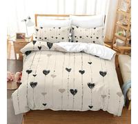 Motif en forme de coeur 3D Housse De Couette Avec Taies D'oreiller Parure De Avec Fermeture Éclair Parure 3 Pièces amour Housses De Couettes Microfibre Pour Adultes Et Enfants King（220x240cm）