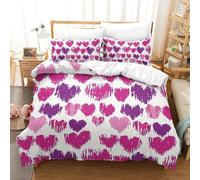 Motif en forme de coeur Housse De Couette 3 Pièces Parure De 3D Microfibre Avec Fermeture Éclair Sets De amour Housses De Couettes Avec Taies D'oreiller Pour Adultes Et Enfants King（220x240cm）