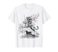 Motif en Forme de crâne de samouraï représentant Une Grande Vague de léopard T-Shirt