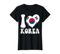 Motif en Forme de cœur du Drapeau de Séoul et de la Corée, Fier d'être coréen T-Shirt Graphique avec Valeur, Femme, Noir, S