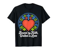Motif en Forme de cœur et de Croix liés par la Foi, Unis dans l'amour T-Shirt