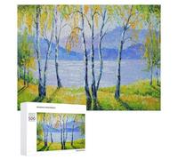 Motif en Vedette : Birch Trees by The River, 500 PCS, Jeu D’Assemblage en Bois, Cadeau pour Les Soirées D’Hiver, pour Un Loisir Créatif en Intérieur