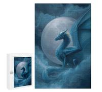 Motif en Vedette : Blue Dragon Moonlit Sky-1, 1000 PCS, Puzzle De Table pour Adultes, Cadeau De Saison; pour Partager Un Moment Autour De La Table