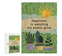 Motif en Vedette : Happiness is Watching My Plants Grow, 300 PCS, Puzzle-Image en Bois, Projet Puzzle du W nd - pour Les Passionnés Qui Aiment Les Détails