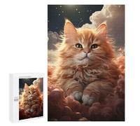Motif en Vedette : Kitten on Fluffy Clouds, 1000 PCS, Jeu D’Assemblage en Bois, Projet Puzzle du W nd - pour des Soirées Calmes Et Concentrées