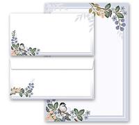 Motif-ensembles de papeterie Motif de ressort, BRANCHES DE PRINTEMPS Saisons - Printemps 20 feuilles de papier à lettres et 20 enveloppes DIN LONG sans fenêtre | Paper-Media