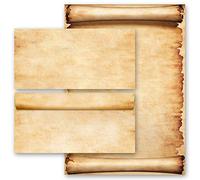 Motif-ensembles de papeterie Vieux papier Style Ancien Antique & Histoire, PARCHEMIN 50 feuilles de papier à lettres et 50 enveloppes DIN LONG sans fenêtre | Paper-Media