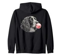 Motif épagneul Springer Anglais Rose Bubble Gum Amoureux des Chiens Sweat à Capuche
