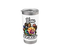 Motif escargot coloré avec inscription « I Love Snails » Gobelet isotherme en acier inoxydable double paroi