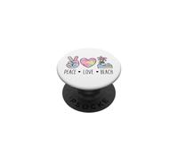 Motif Estival Peace Love Beach en Forme de cœur et de Palmier Pastel PopSockets PopGrip Adhésif