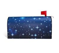 Motif étoile bleue. C'est une housse de boîte aux lettres en tissu imperméable avec une impression sur un côté et une ouverture incurvée sur un côté.