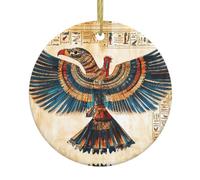 Motif étrange : une décoration ronde en céramique avec une ficelle dorée, parfaite pour les décorations de fête de vacances ou les réunions de famille.