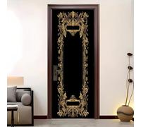 Motif EuropéEn Luxueux Auto-Adhésif 3D Sticker Porte Poster de Porte 90x200 cm Noir PVC Autocollants de Décoration pour intérieure Bureau Chambre à Coucher Salon Art Papier Peint Peintures