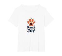 Motif Fantaisie Paws for Joy pour Les Amoureux des Animaux T-Shirt, Femme Grandes Tailles, Blanc, 4X