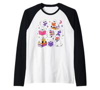 Motif fantômes effrayants pour Lire des Livres Manche Raglan
