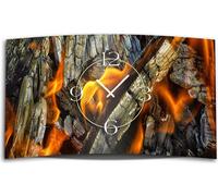 Motif feu braises horloge murale design moderne pas de tic-tac DIXTIME 3D-0289