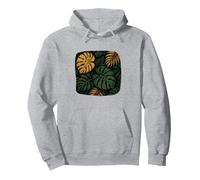 Motif Feuilles Tropicales Monstera Sweat à Capuche, Unisexe pour Adultes, Gris Chiné, L