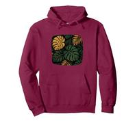 Motif Feuilles Tropicales Monstera Sweat à Capuche, Unisexe pour Adultes, Marron, M