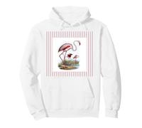 Motif Flamant Rose avec Rayures Roses Sweat à Capuche