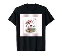 Motif Flamant Rose avec Rayures Roses T-Shirt