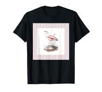 Motif Flamant Rose avec Rayures Roses T-Shirt
