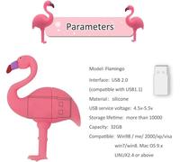 Motif Flamingo Mignon Clé USB de 32 Go, USB Mémoire Stick Pen Drive avec Motif Flamingo Mignon, Cadeau pour Étudiants et Enfants