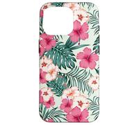 Motif fleurs d'hibiscus tropicales pour vacances d'été Coque pour iPhone 16 Pro