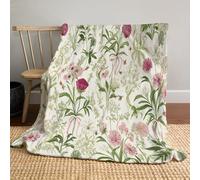 Motif Fleurs Et Feuilles Vertes Couvertures Douillette, Plaid Couverture Polaire,70×100Cm,Illustration Botanique Classique Couvertures Duveteux Chaude Douce Canapé Couverture De Jeté Vert Sauge