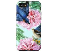 Motif Fleurs Roses et Oiseaux Bleus Coque pour iPhone SE (2020) / 7/8