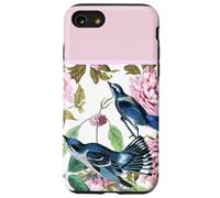 Motif Fleurs Roses et Oiseaux Bleus Coque pour iPhone SE (2020) / 7/8