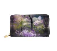 Motif fleurs violettes en fleur, portefeuille pour femme, portefeuille à longue pochette, porte-monnaie de voyage, noir, taille unique, Noir , Taille unique