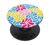 Motif Floral Abstrait Contemporain en Couleur panexuelle PopSockets PopGrip Adhésif