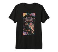 Motif Floral Chouette Boho Folk Art coloré Nature T-Shirt Haut de Gamme
